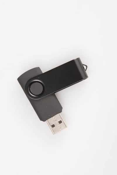 Nero Argento Aperto Pronto All Uso Chiavetta Usb Isolato Sfondo — Foto Stock