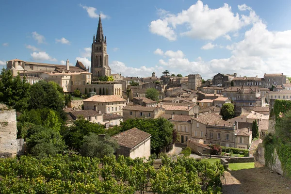 ボルドーに近い大きな平面図フランスの村サン テミリオン ユネスコ世界遺産サイト フランス — ストック写真