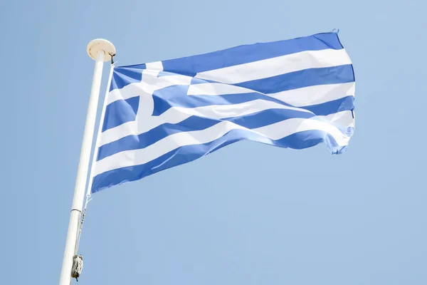 Greek Flag Mat Wind Blue Sky — Stock Photo, Image