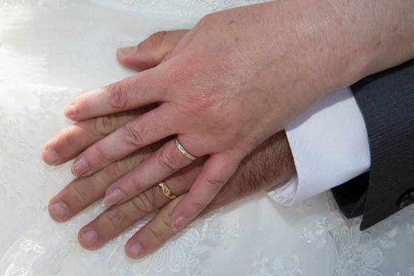Bride Groom Hands Wedding Rings Celebration Marriage — Stock Photo, Image