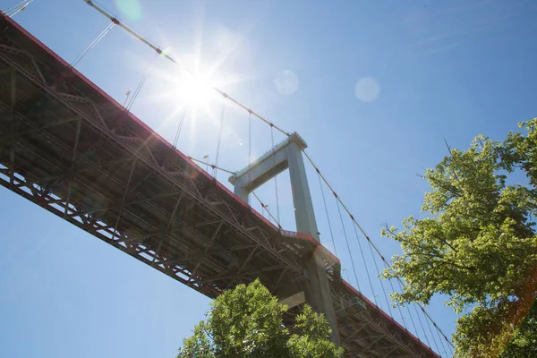 Pont Aquitaine Κρεμαστή Γέφυρα Πάνω Από Νερό Garonne — Φωτογραφία Αρχείου