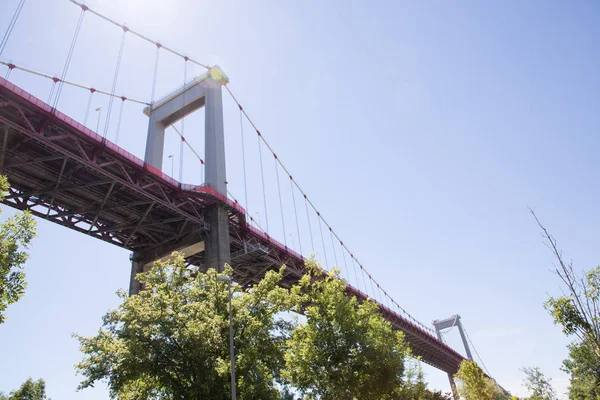 Pont Aquitaine Είναι Μια Μεγάλη Κρεμαστή Γέφυρα Πάνω Από Garonne — Φωτογραφία Αρχείου