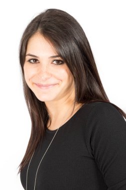 Sana bakmak büyük kahverengi gözleri ile genç çekici kadın