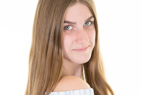 Schön Schönheit Jung Porträt Weiblich Mädchen Erwachsene Gesicht Kaukasier Frau — Stockfoto