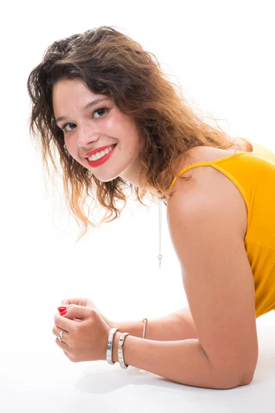 Portret Van Glimlachen Fit Sport Jonge Vrouw — Stockfoto