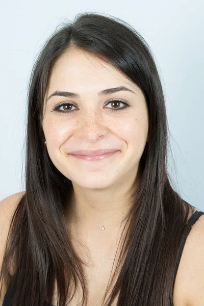 Sorridente Mulher Negócios Isolado Retrato Confiante Menina Contra Fundo Branco — Fotografia de Stock