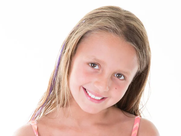 Kaukasisches Porträt Kleines Mädchen Lächelt Glücklich — Stockfoto