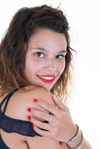 Studio Portrait Smiling Sexy Girl — Stock Photo, Image