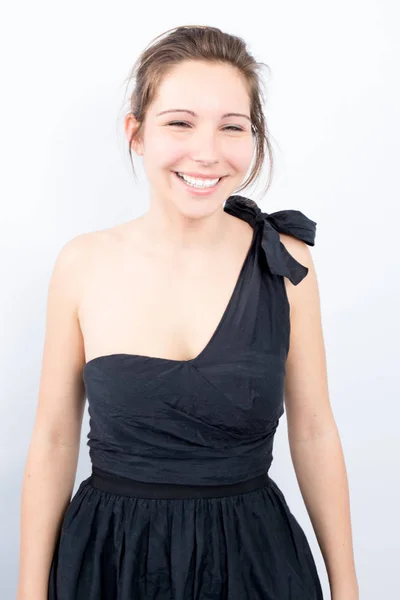 Black Dress Portrait Young Pretty Woman — Stock Photo, Image