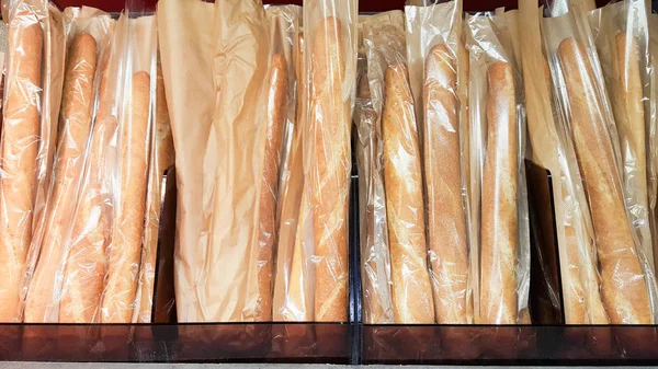 Baguette Pan Tradicional Francés Tienda Venta — Foto de Stock