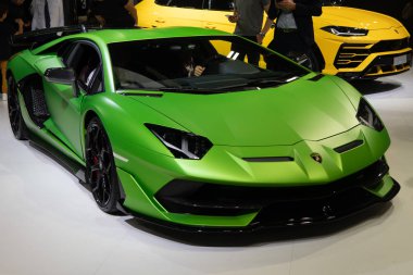 Ile de France, Paris / Fransa - 07 Ekim 2018: Mondial supercar Lamborghini Aventador Svj Paris Motor Show 2018