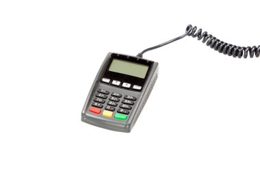 kartı ödeme terminal Pos terminal beyaz arka plan üzerinde izole.
