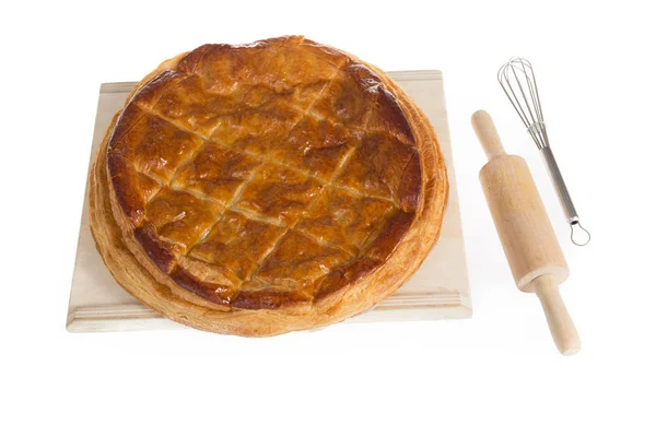 Galette Des Rois Frans Bladerdeeg Gevuld Met Frangipane Geserveerd Voor — Stockfoto