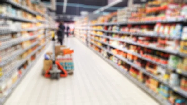 Blurred of food supermarket pallet truck blurred background