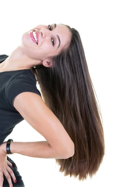 Magro Bonito Menina Cabeça Cabelo Volta — Fotografia de Stock