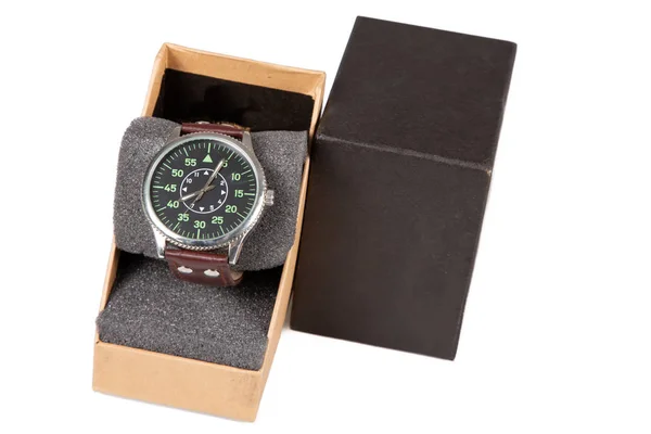 Luxus Armbanduhr Isoliert Einer Speziellen Geschenkbox — Stockfoto