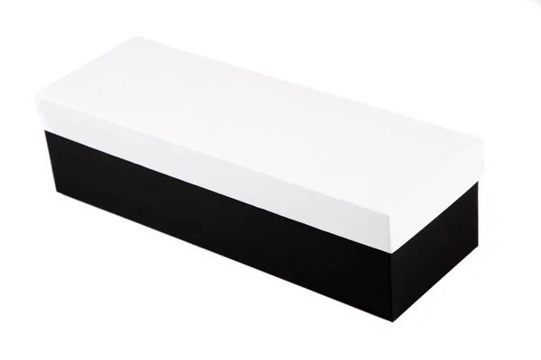Closed Black Box White Lid White Background — Stock Photo, Image