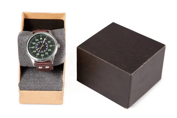 Luxus Herrenuhr Einer Geschenkbox — Stockfoto