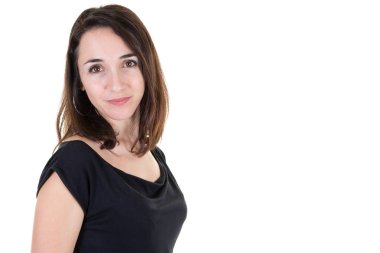 Mutlu güzel iş kadını beyaz arka planda Office Hall