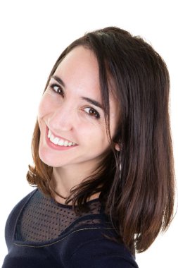 esmer kadın ile güzel bir dostu gülümsemek gülümseyen sevimli