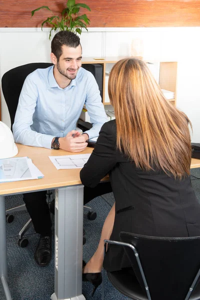 Reunión Del Equipo Negocios Discusión Concepto Trabajo Hombre Mujer Cargo — Foto de Stock