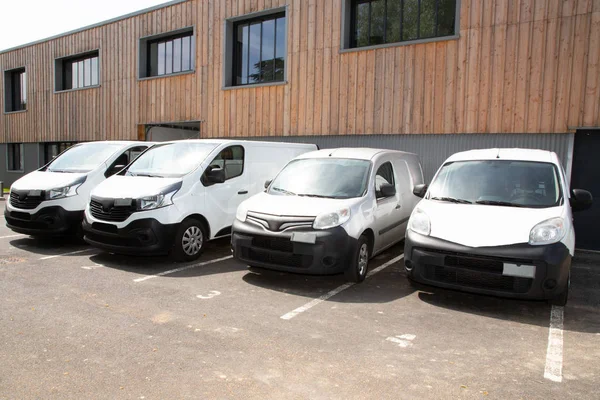 Delivery Van Park Front Warehouse Garage Sale Rent — Stock Photo, Image