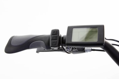 Beyaz arka planda güç e-bike elektrik teknoloji geçiş