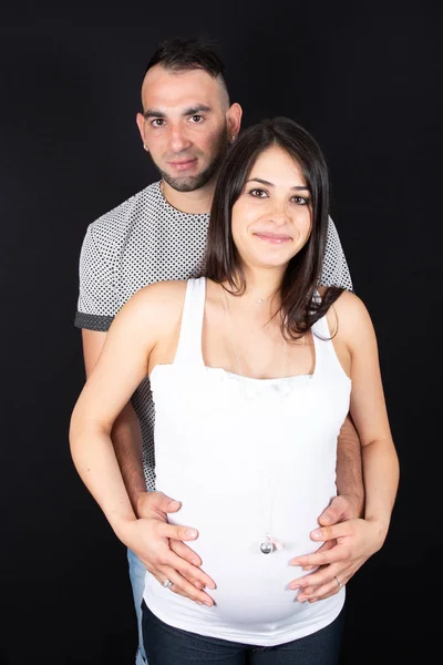Embarazo Mujer Hombre Pareja Amor Esperando Recién Nacido Bebé — Foto de Stock