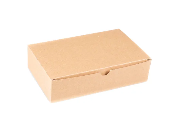 Brown Cardboard Box Closed Blank Advertising Text — Stock Photo, Image