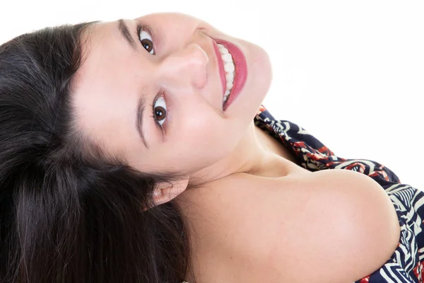 Plano Vista Superior Retrato Bastante Joven Mujer Sonriente Belleza —  Fotos de Stock