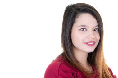 çekici kadın poz beyaz boş kopyalama alanı arka planda izole