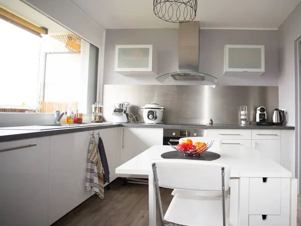 white simple home interior kitchen with nobody