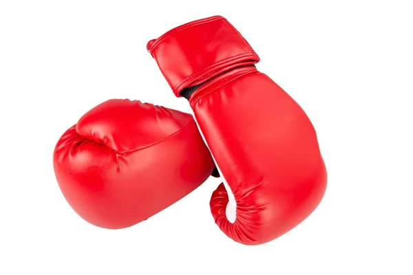 Due Guantoni Boxe Rossi Isolati Sfondo Bianco — Foto Stock