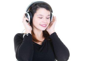 Kulaklık kulaklık müzik gözlü oldukça ilham genç kadın kapalı