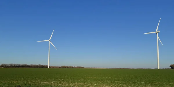 Turbina Eólica Green Energy Electricity Technology Concept Blue Sky — Foto de Stock