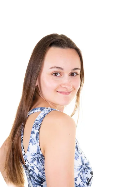 Retrato Feliz Sonriente Joven Hermosa Mujer Aislada Sobre Fondo Blanco —  Fotos de Stock