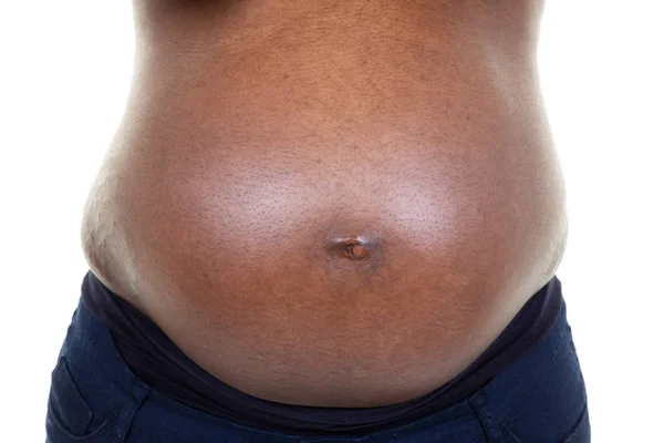 Embarazada Africano Americano Mujer Negro Vientre Aislado —  Fotos de Stock