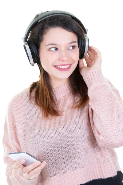 Mujer Joven Adolescente Escuchando Música —  Fotos de Stock