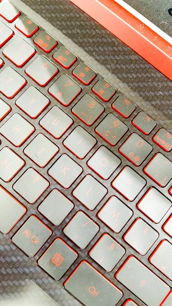 Keyboard Keys Laptop Backlight Red Light — Stock Photo, Image