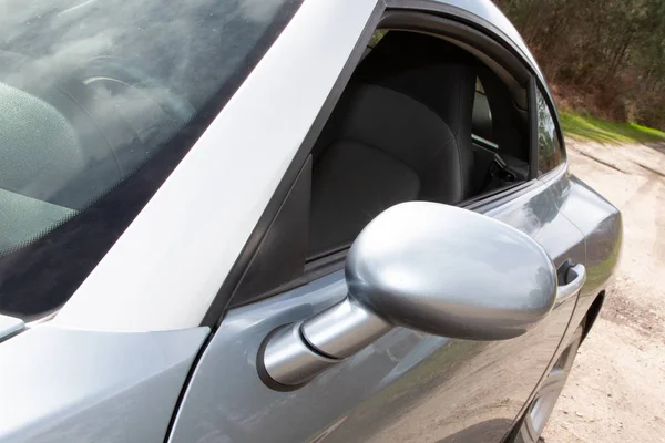 Closeup Car Detail Mirror Gray Outdoor — Stock Photo, Image