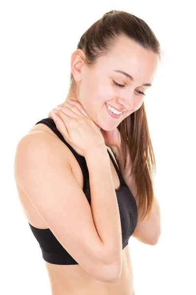 Delgada Mujer Fitness Sobre Fondo Blanco — Foto de Stock