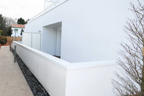 Nueva Casa Adosada Complejo Arquitectura Edificio Fachada Blanco — Foto de Stock