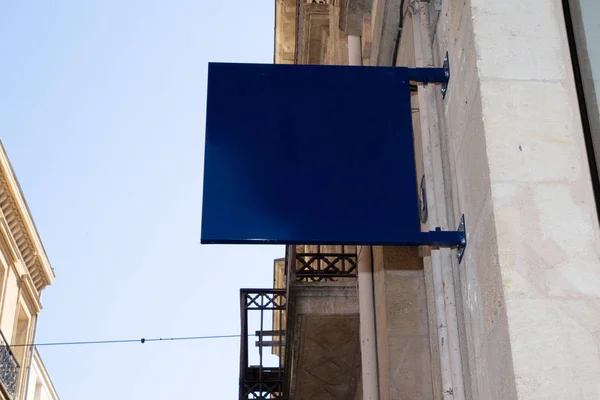 Uithangbord Blauwe Shop Mock Vierkante Store Front Shapeweergave Perspectief — Stockfoto
