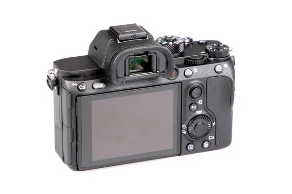 Zadní Záda Zobrazit Obrazovka Digitální Fotokamera Bílém Izolovaném Pozadí — Stock fotografie