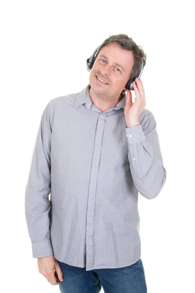 Männlicher Bediener Mit Headset Steht Callcenter Büro Für Support Hilfe — Stockfoto