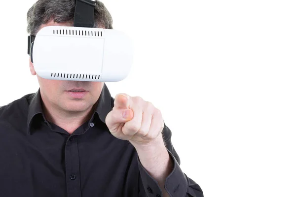 Hombre Haciendo Gestos Con Gafas Realidad Virtual —  Fotos de Stock