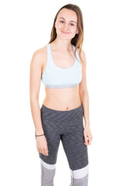 Genç spor fitness kadın çalışan tam uzunlukta atış