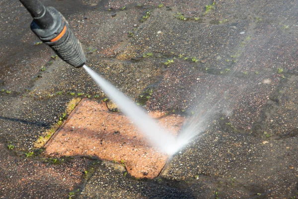 Outdoor Floor Cleaning Professional Services Cleaner High Pressure Water Jet — Stock Photo, Image