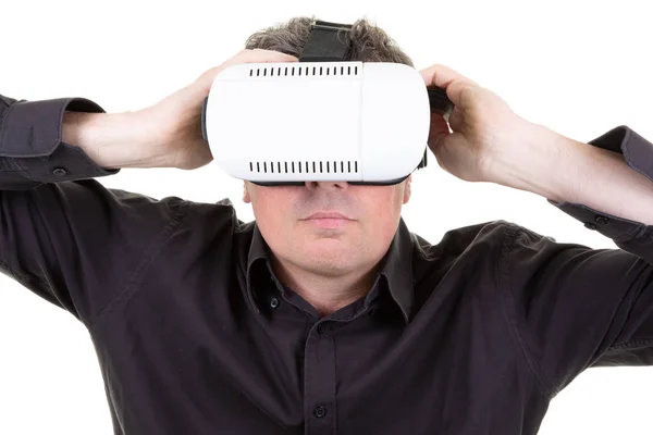 Веселый Человек Виртуальных Очках — стоковое фото