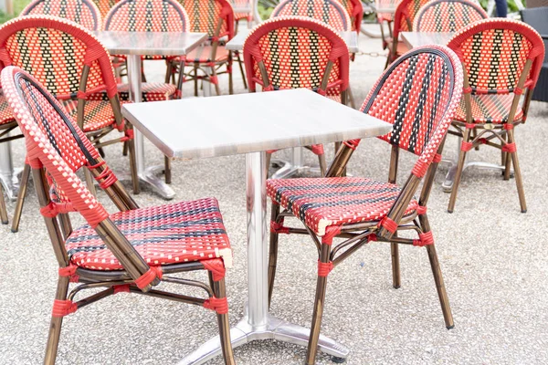 Red Vintage Chairs Summer Terrace Outdoor Furniture — Stock Photo, Image